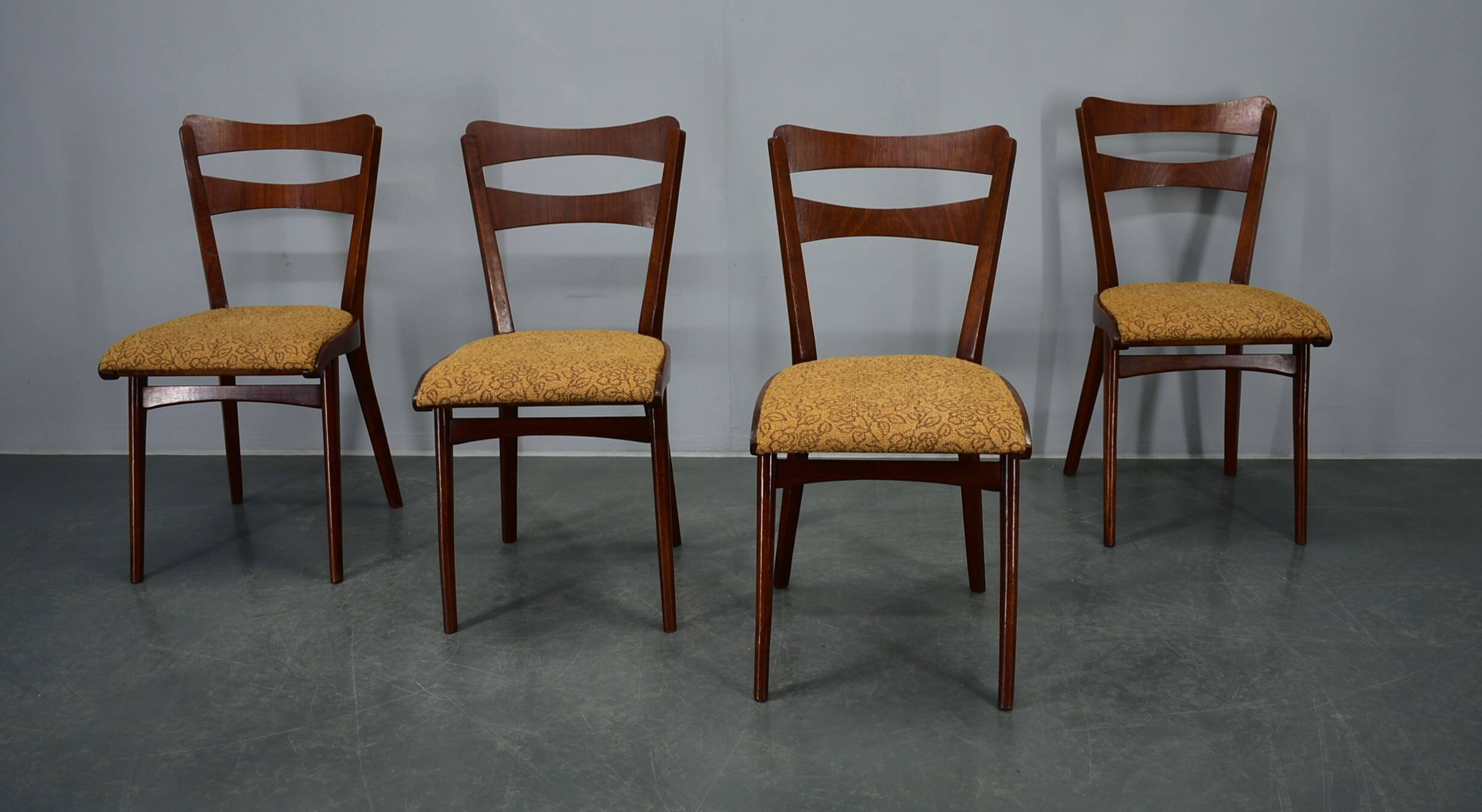 Vintage walnut dining chairs by Mier Topolcany, Czechoslovakia, 1960s, set of 4