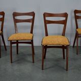 Vintage walnut dining chairs by Mier Topolcany, Czechoslovakia, 1960s, set of 4
