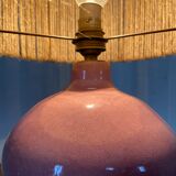 Vintage lamp in pink stoneware and rope years 60-70