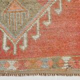 3x11 Reddish Coral Tones Vintage Runner Rug, Handwoven Runner Rug,91x346Cm