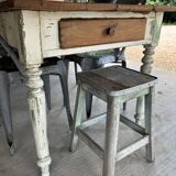 Farmhouse table with turned solid wood legs