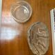 Decorative Organic Glass Vases, set of two engraved sculptural pieces, vintage