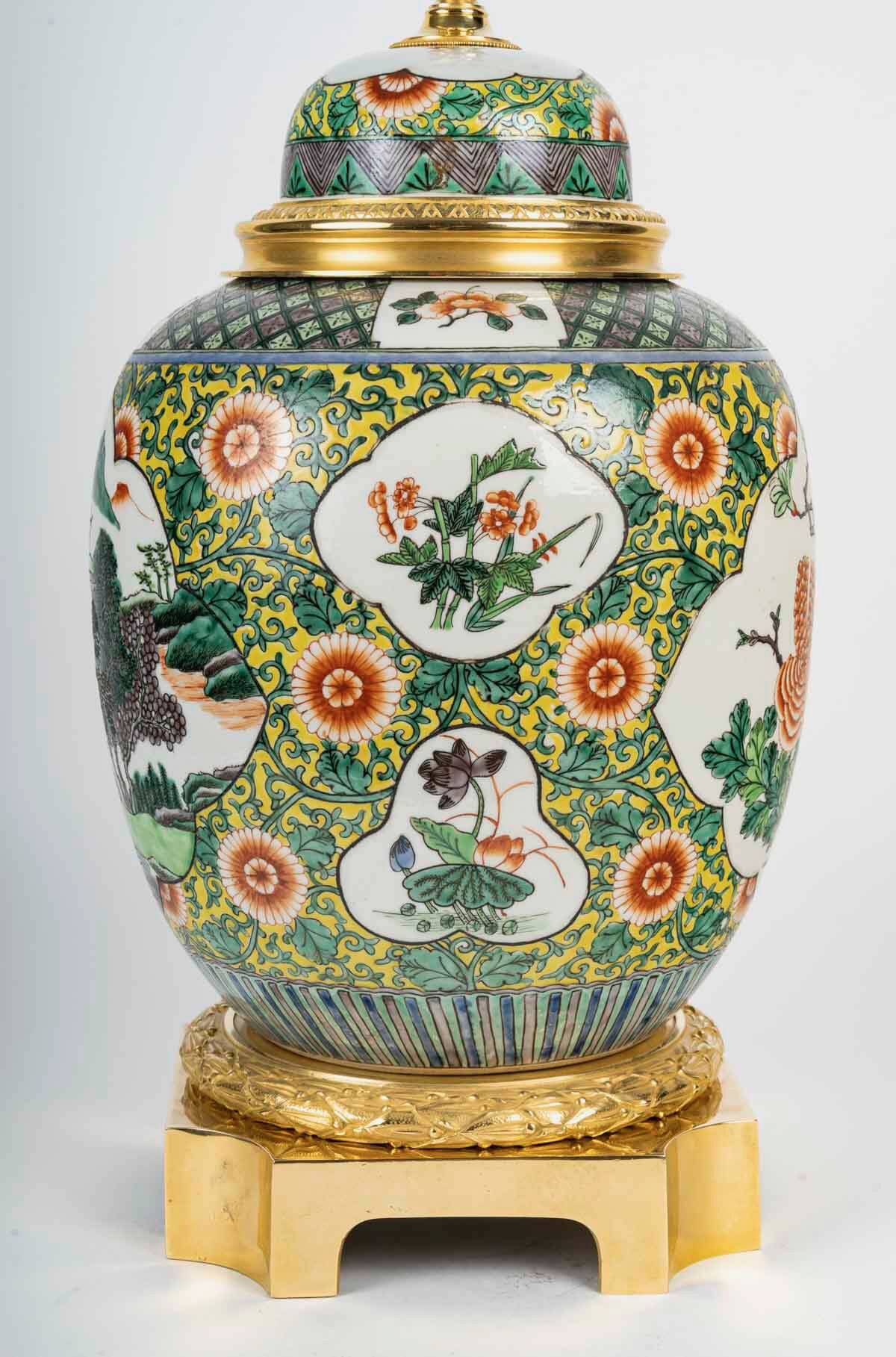 Samson Porcelain Lamp in Chinese Style, 19th Century