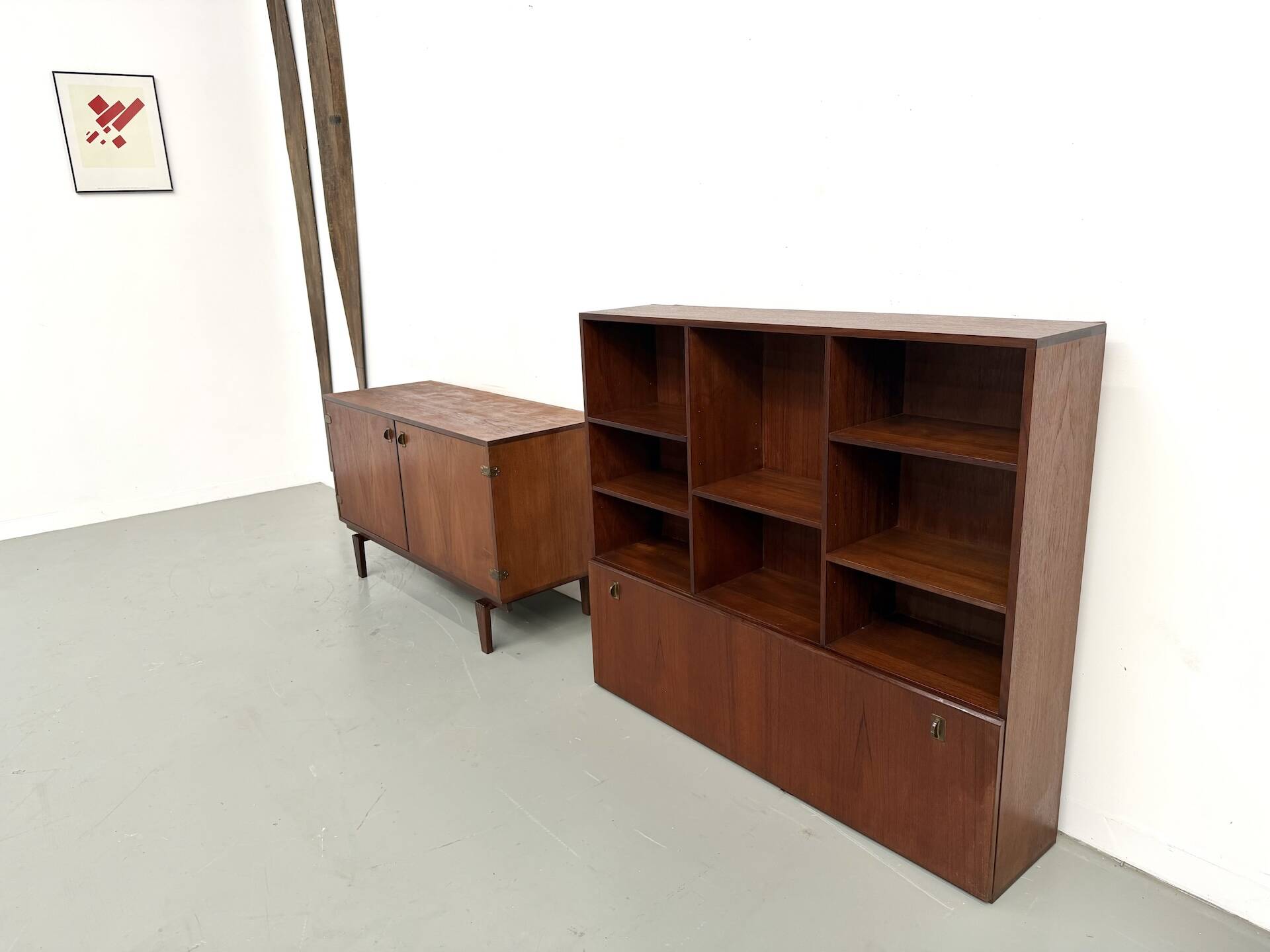 Teak and brass bookshelf designed by Peter Løvig Nielsen, CI.