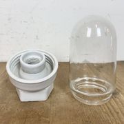 Applique murale vintage en porcelaine blanche avec verre transparent, années 1960