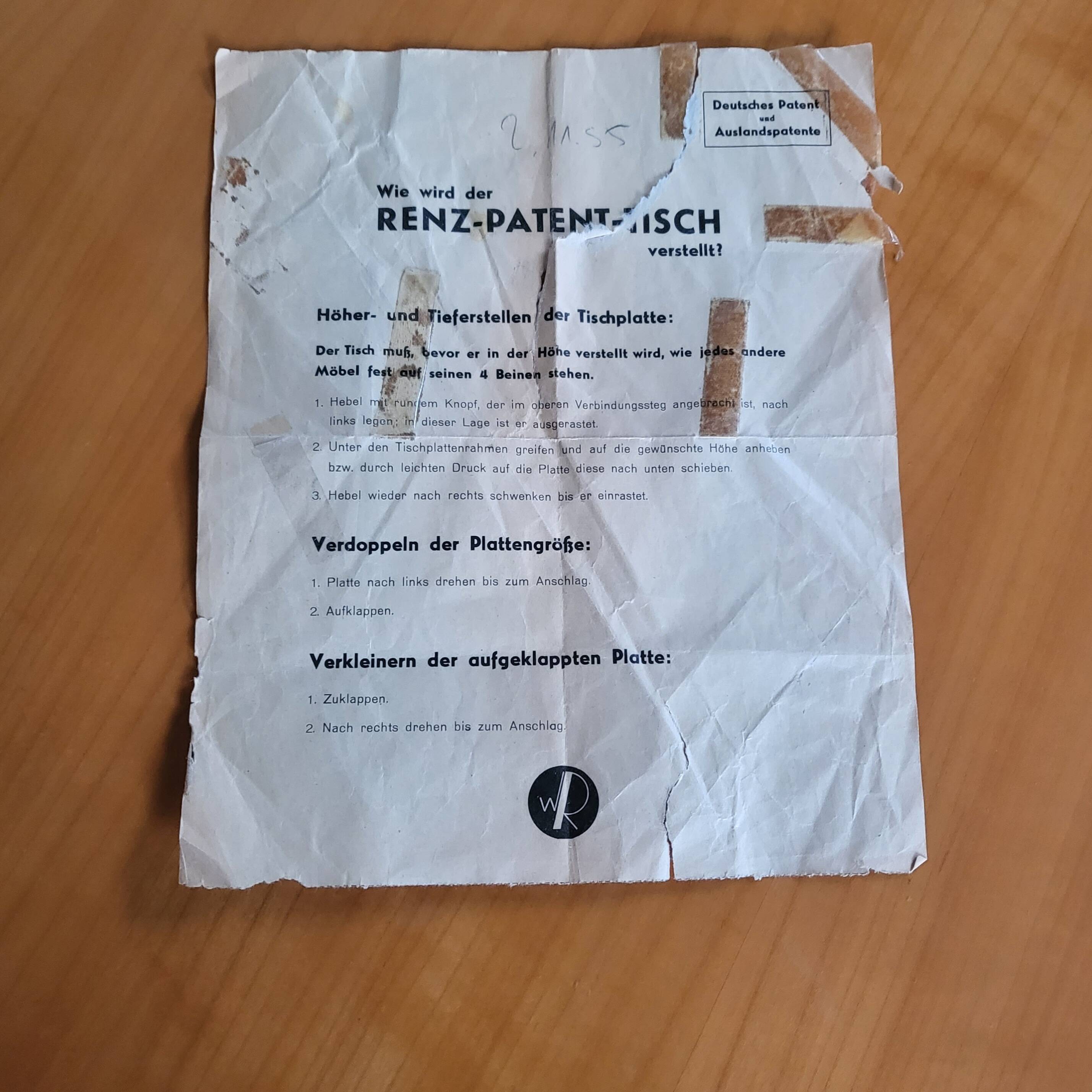 Tisch Renz-Patenttisch