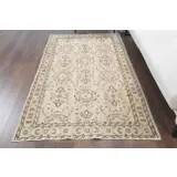 1970s Turkish Oushak Handmade Wool Cotton Beige Area Rug115x202