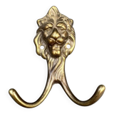 Antique brass lion coat hook