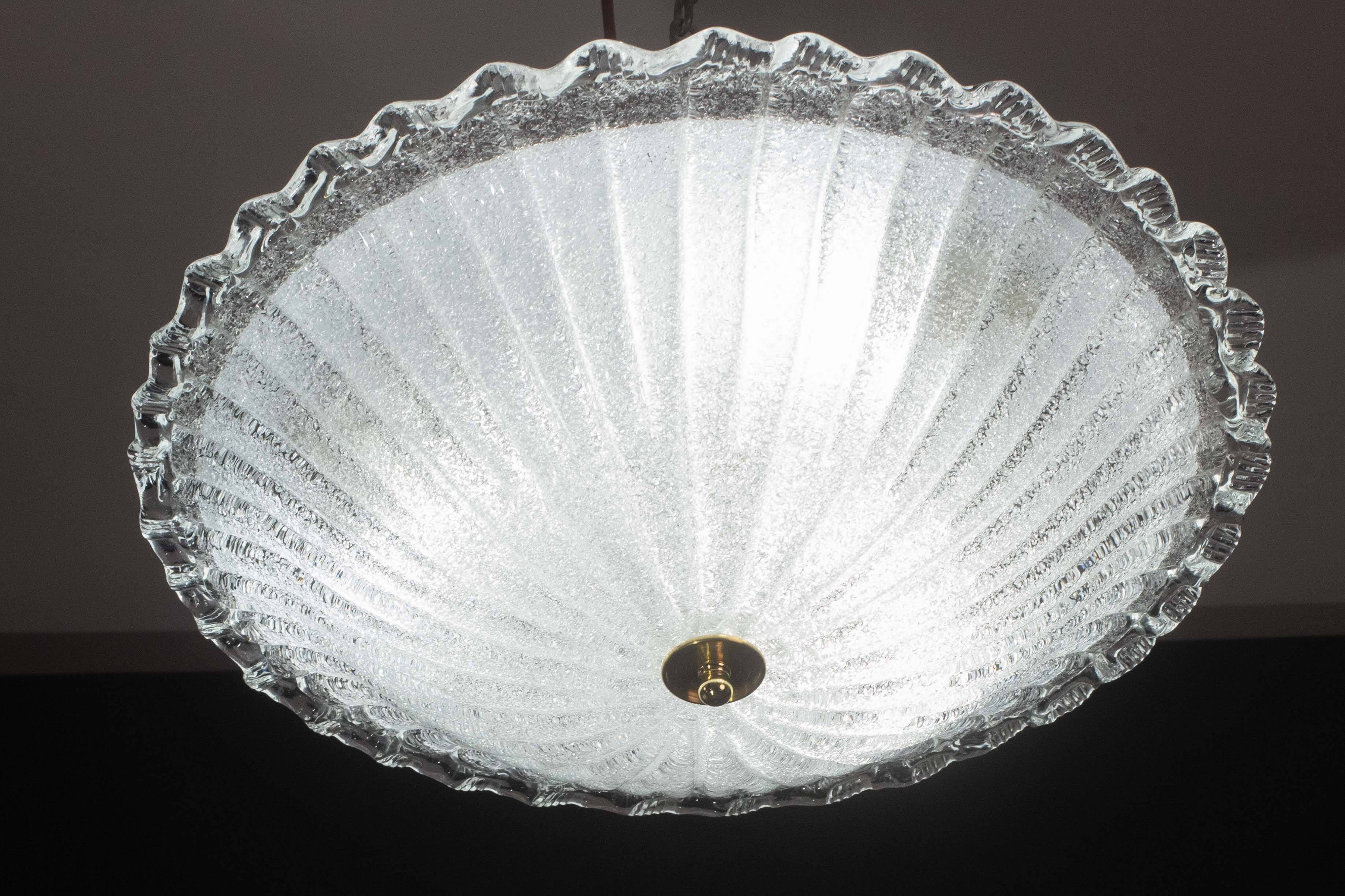 Charming Italian Trasparent Murano Glass Ceiling Fixture, Murano, 1960