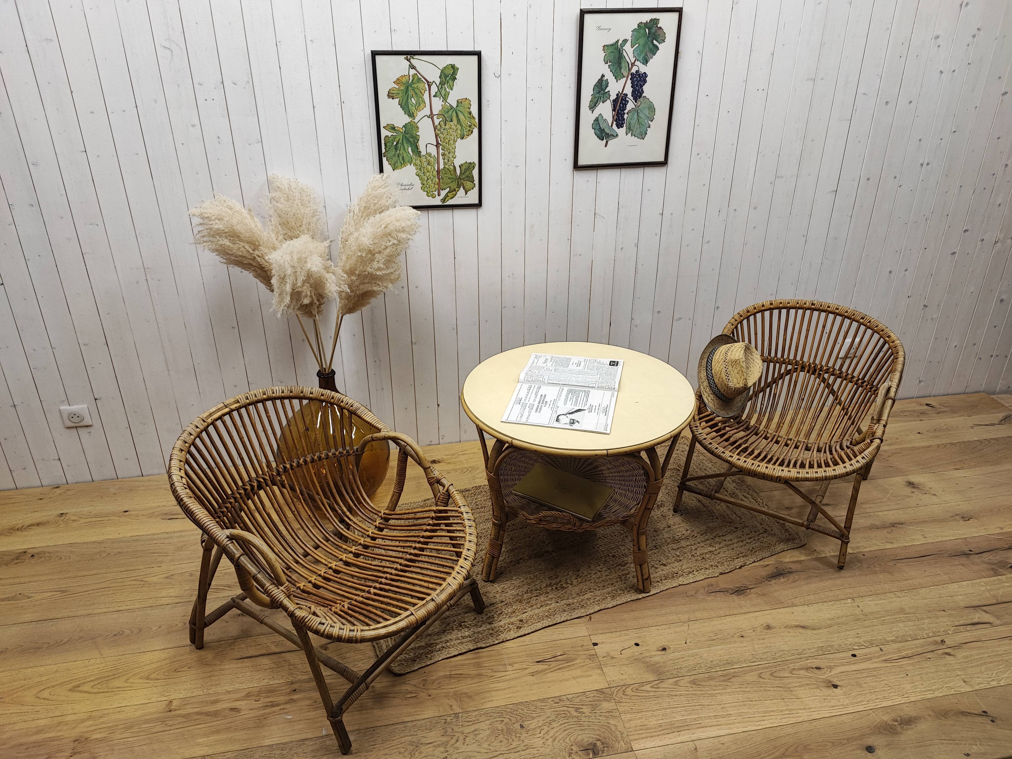Rattan armchairs