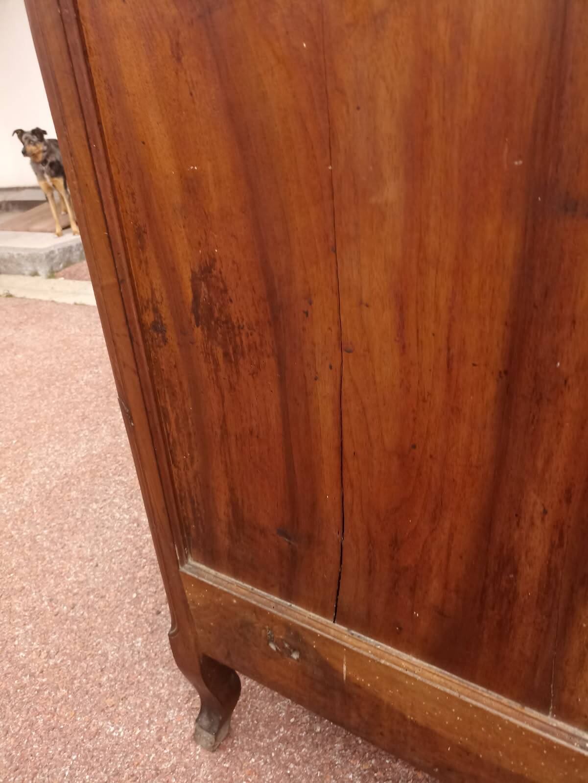18th century crossbow chest of drawers, stamped