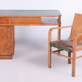 Restored ArtDeco Cherrytree Writing Desk, J. Halabala, UP Zavody, Czechia, 1930s