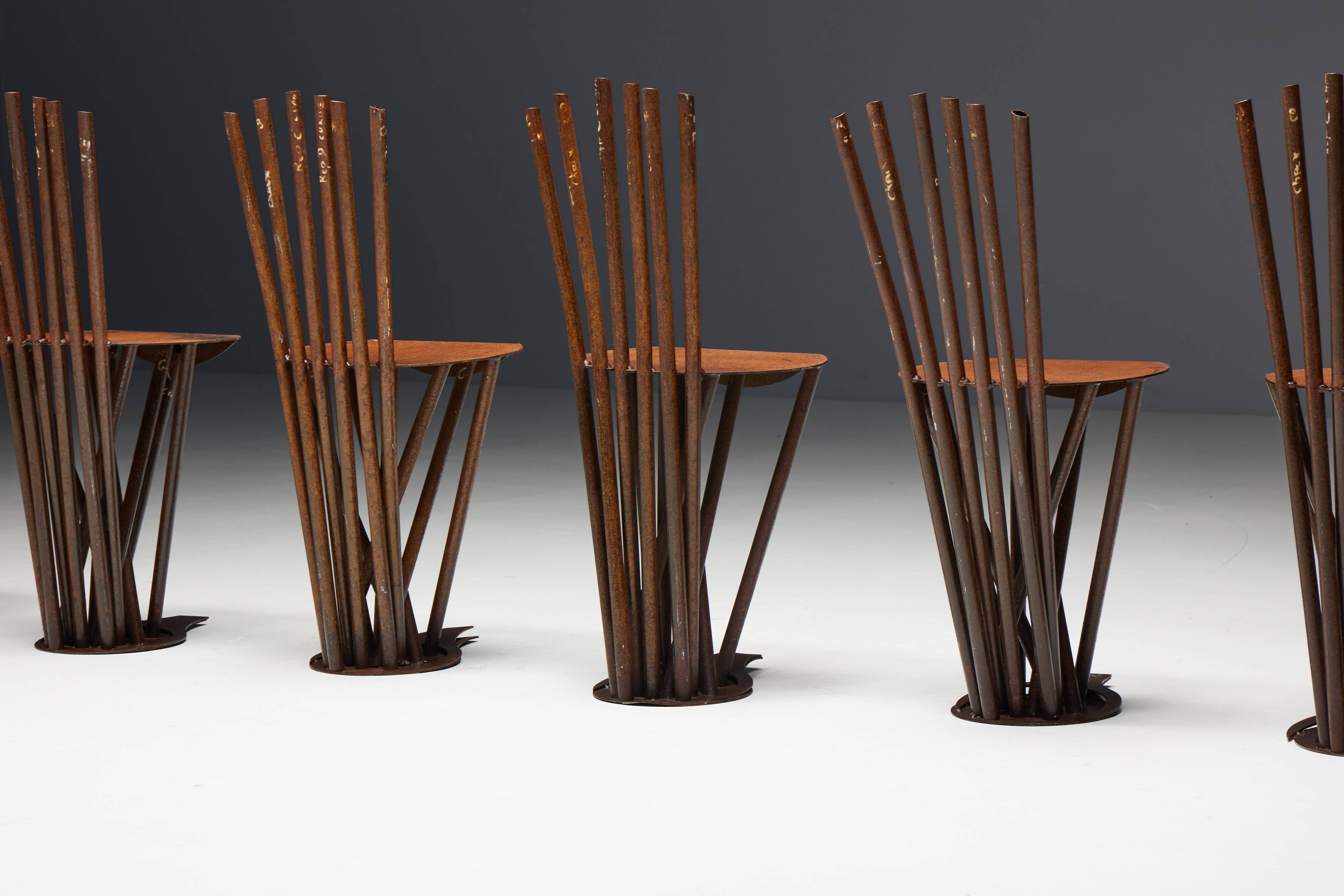 Industrial Wabi Sabi Primitive Chairs, France, 1950s