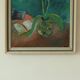 Original mid-century oil on panel – "Still Life with Flowers, Book and Object"
