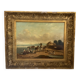 Old Painting French School Marine Port 19th Century Gaultier