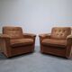 Pair of Mid-Century Modern Czech Lounge Armchairs with Rolling Casters
