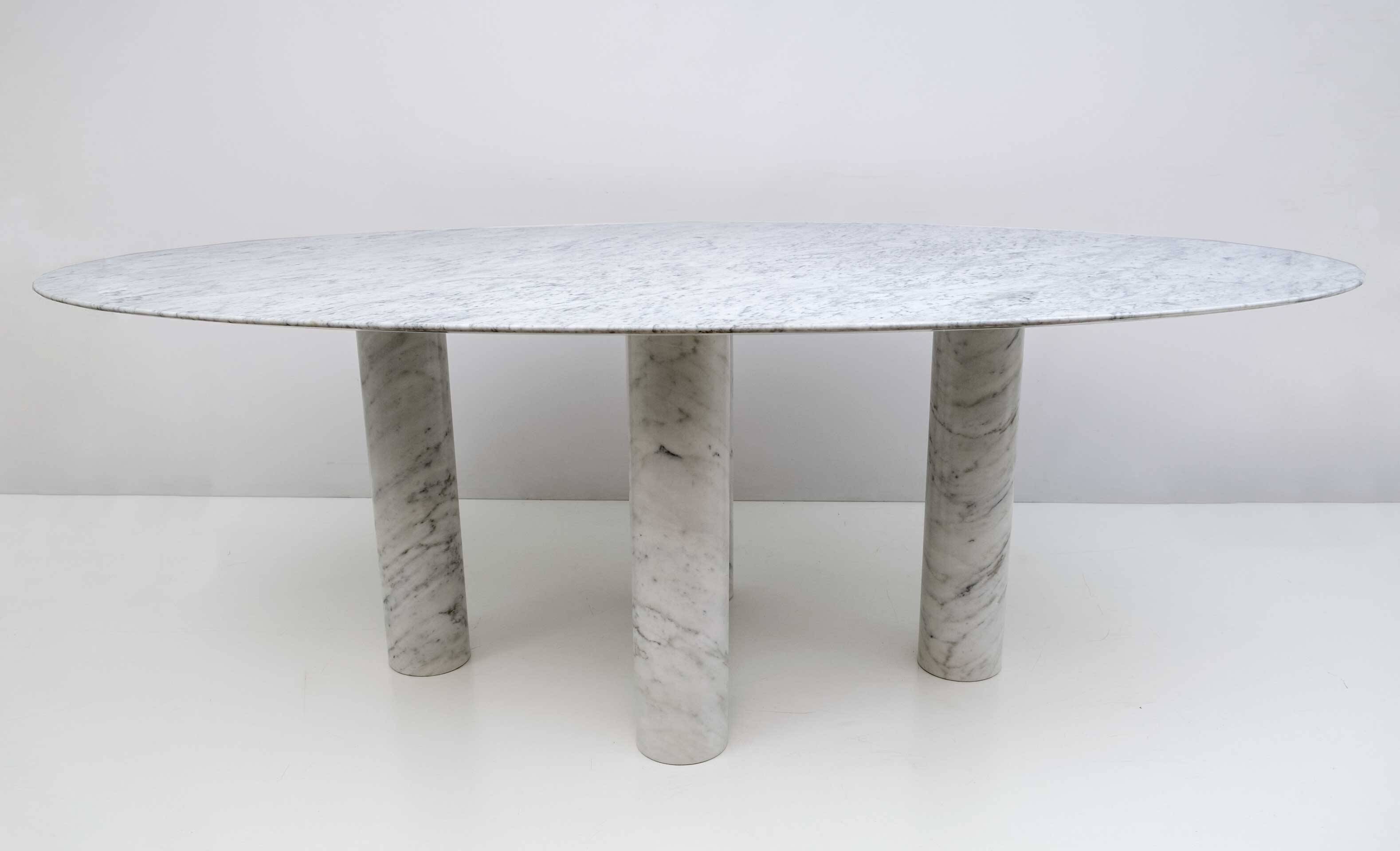 Mario Bellini Italian Carrara Marble Oval Dining Table for Cassina, 70s