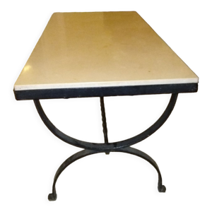 Table basse en fer forgé et plateau