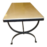 Wrought iron coffee table and beige marble top