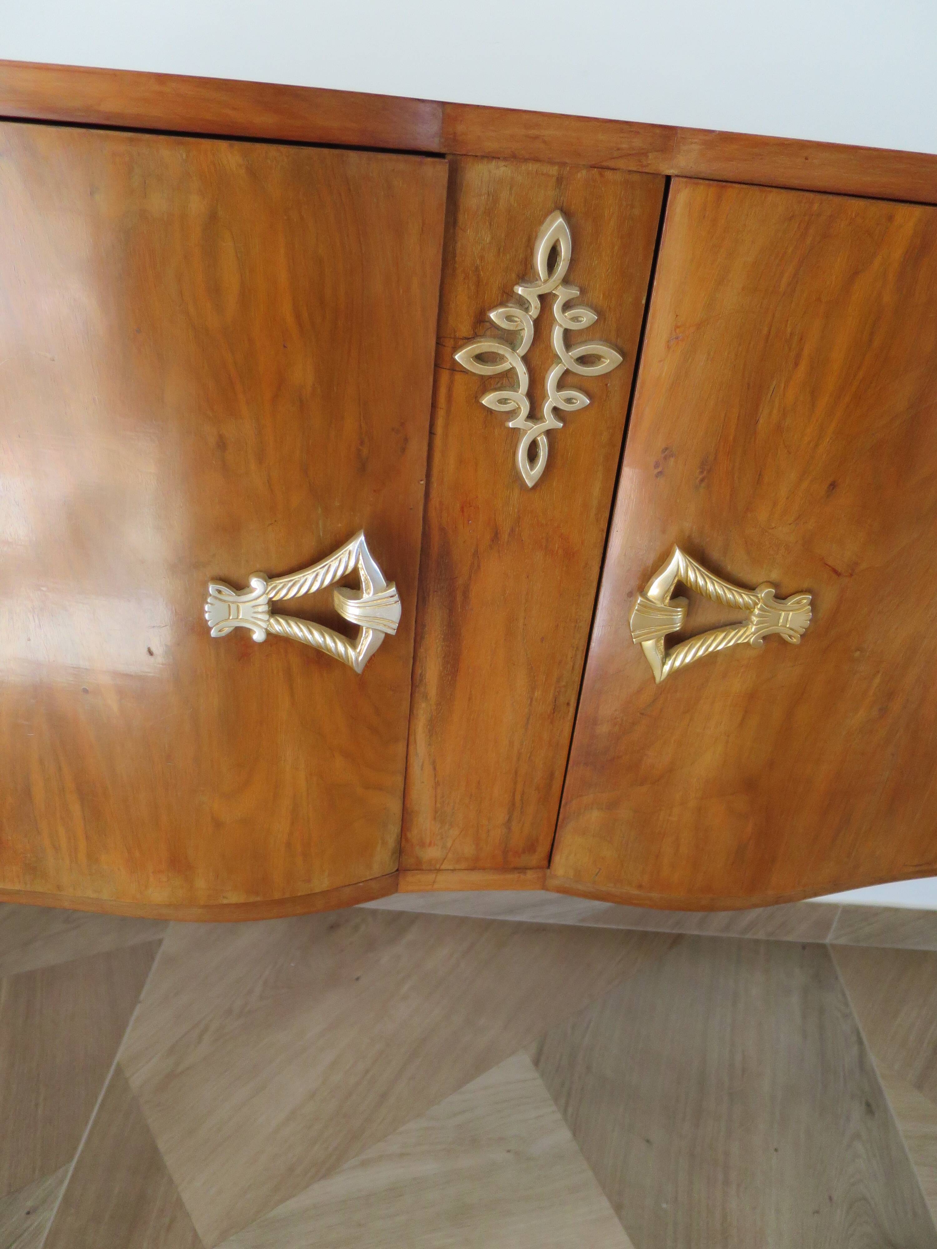 Headboard – console – sideboard – art deco – 2 doors – 2 niches in solid walnut e