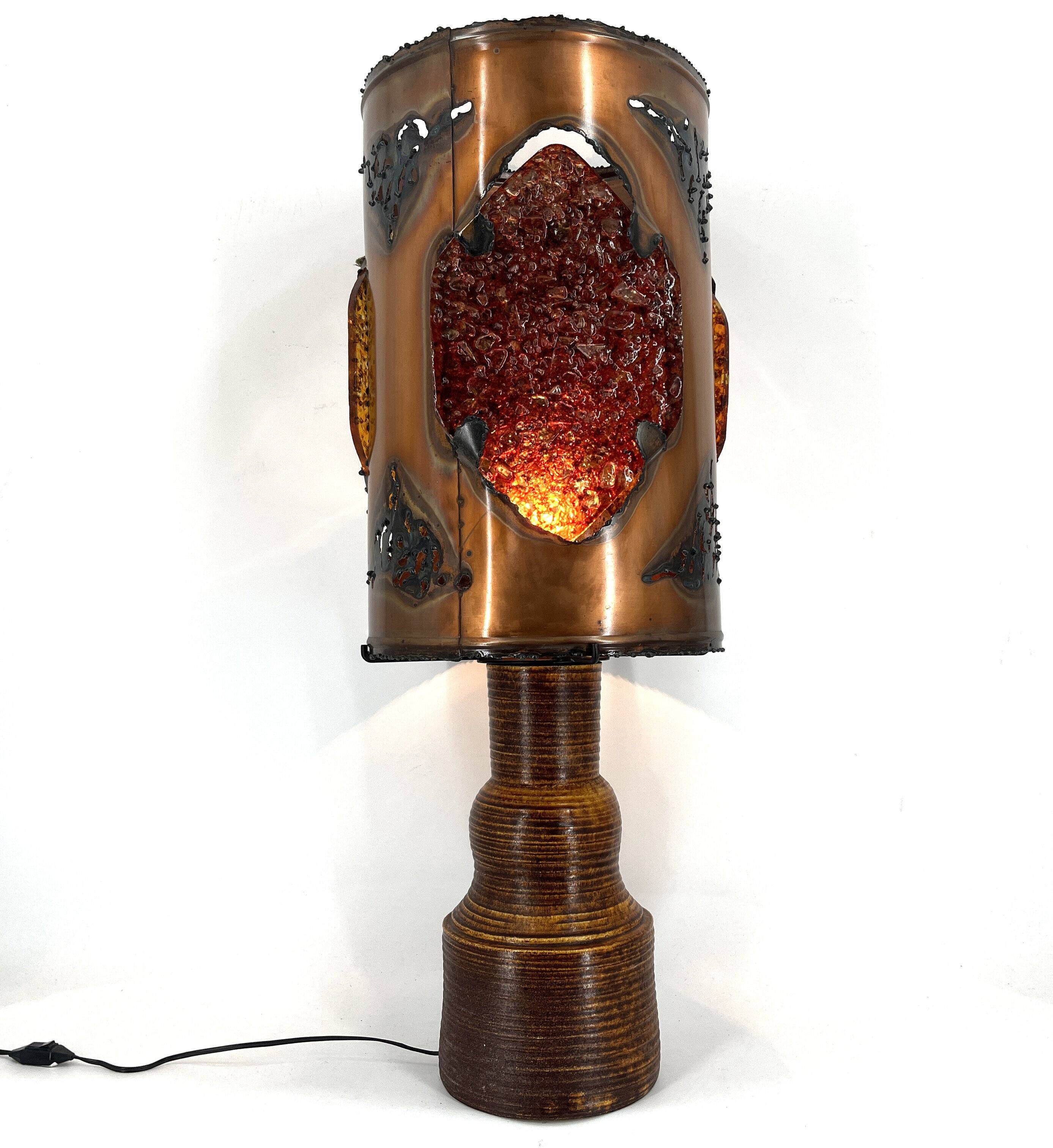 XL table lamp by Potterie D'Accolay, 1970s