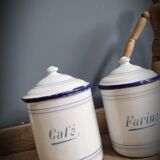 Set 5 pots kitchen white and blue