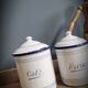 Set 5 pots kitchen white and blue