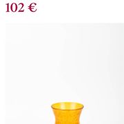 Bougeoir photophore Biot en verre ambré soufflé, bullé