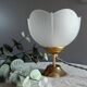 Art deco desk lamp white frosted corolla glass, gold base