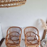 Paire de fauteuils en rotin vintage circa années 70