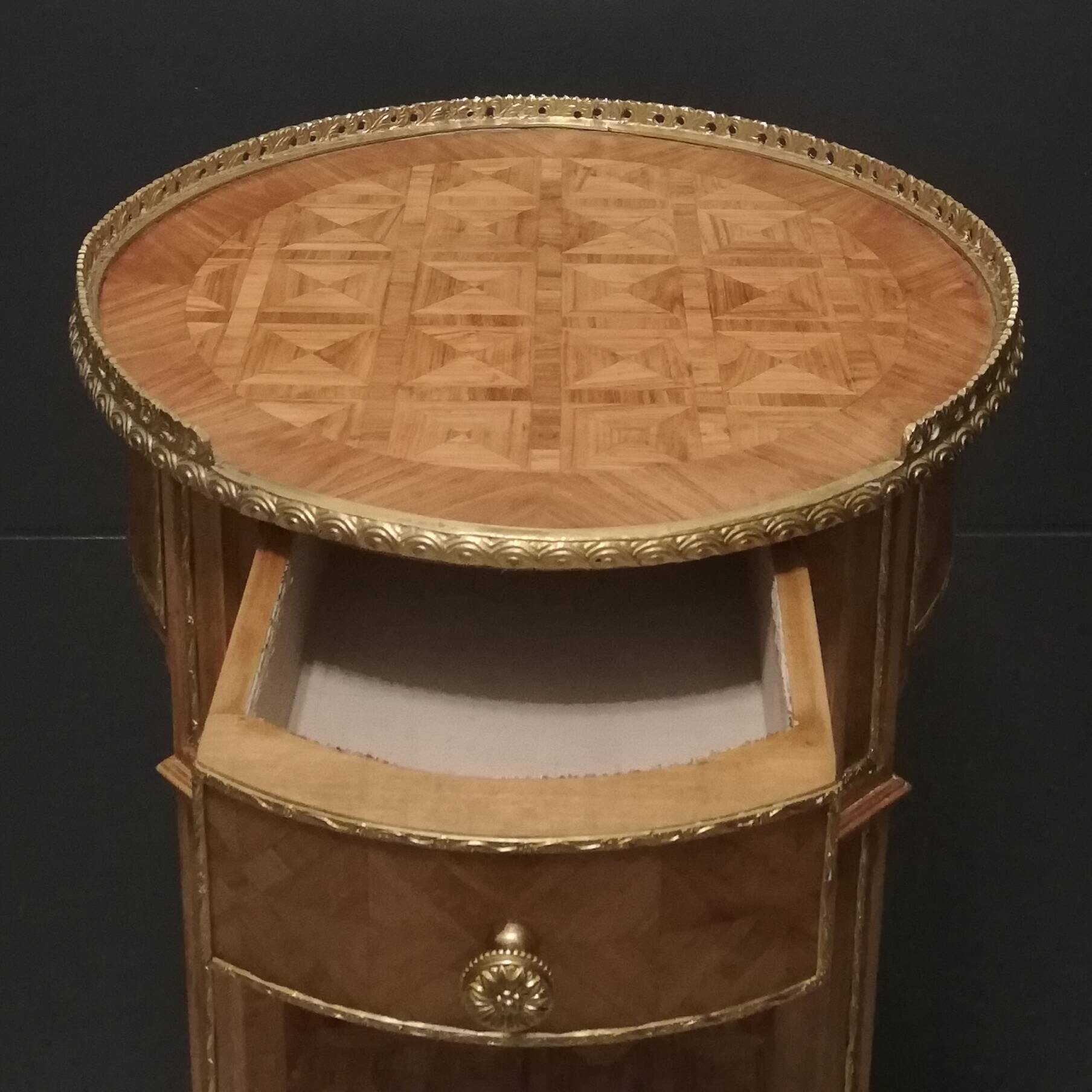 Louis XV style marquetry pedestal table or coffee table