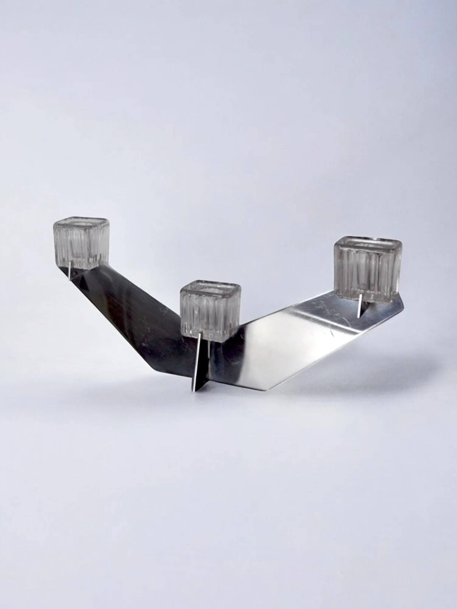 Peill & Putzler candelabra, glass and metal, Germany, 1970