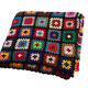 Vintage wool granny crochet plaid blanket 2.2 x 2.2m