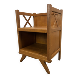 50s wooden cross-braced bedside table