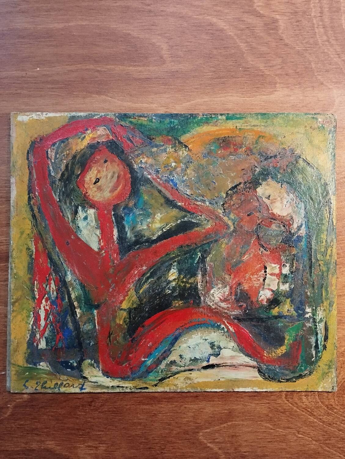 Oil painting on cardboard