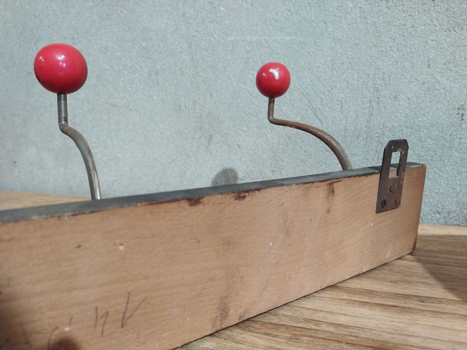 Vintage wood and metal coat rack