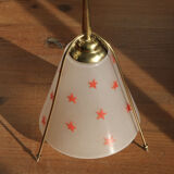 Lampe suspension en laiton et métal Rockabilly rouge.