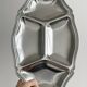 Silver stainless steel compartment dish