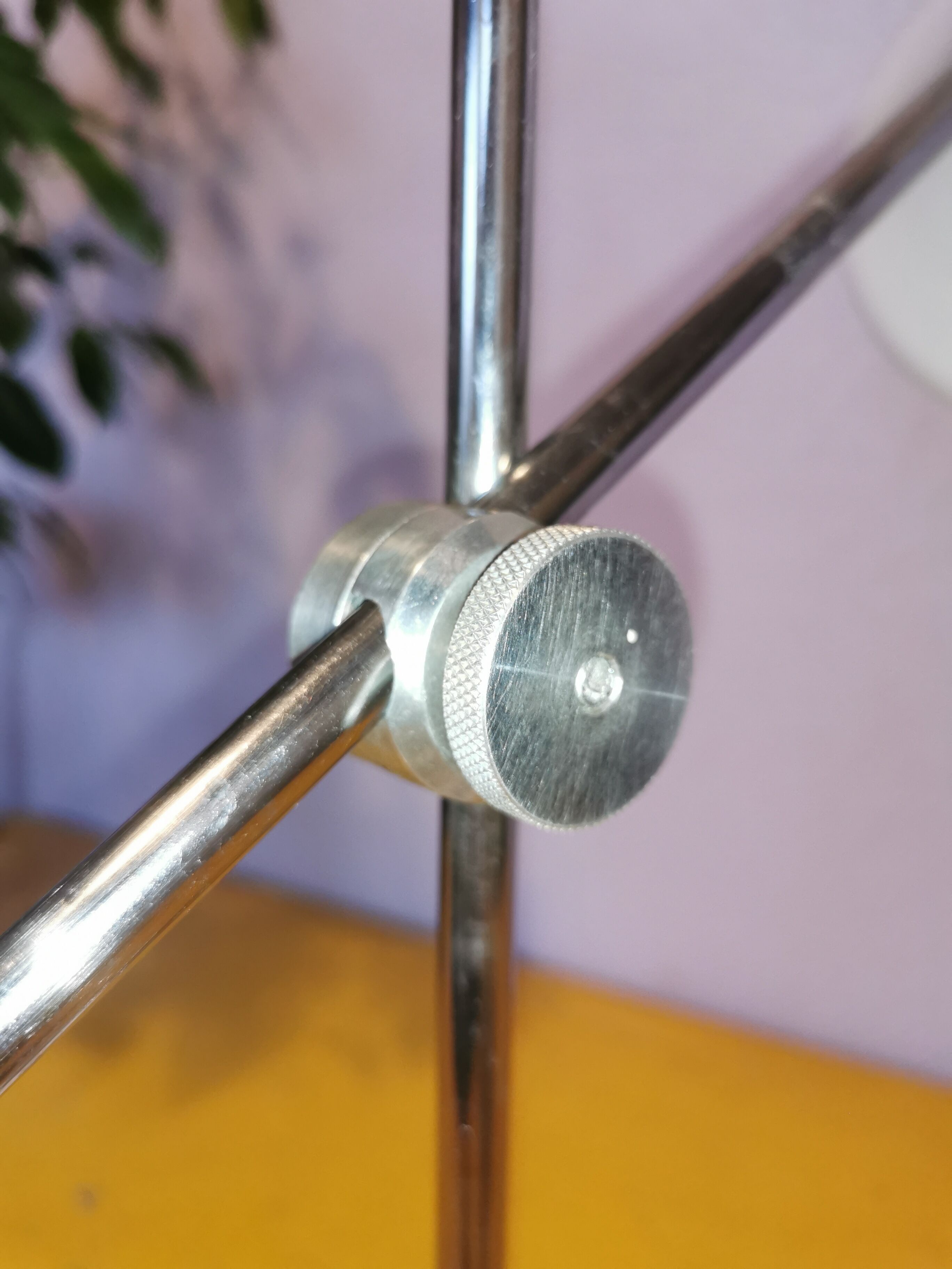Articulated lamp in white lacquered steel and chrome, 1970.
