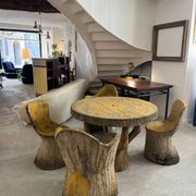 Garden furniture in concrete imitation faux wood