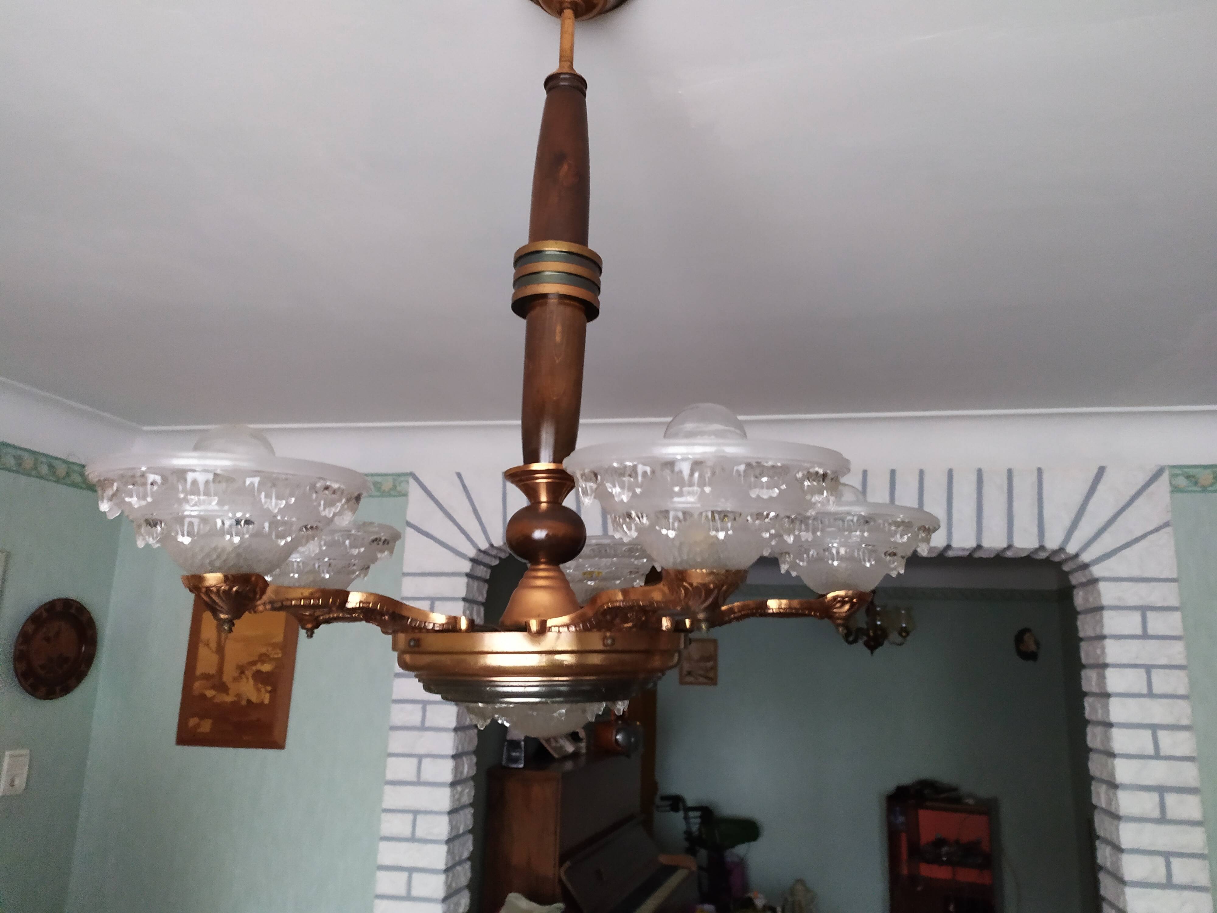 Chandelier lamp ezan 5 branch signed