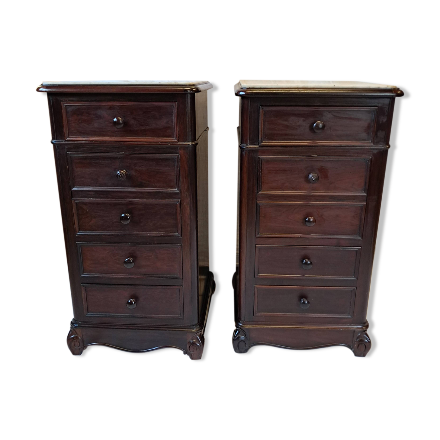 Pair of 19th century rosewood bedside tables