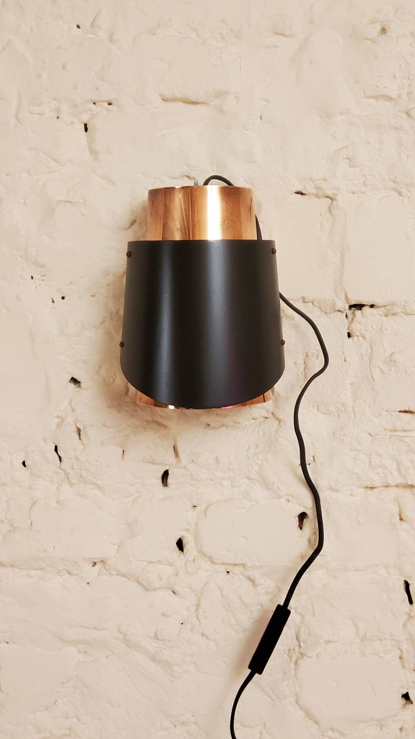 Vintage black brass 'østerport' pendant and wall lamp by Bent Karlby for Lyfa, Denmark 1960s