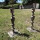 Pair of patinated metal baroque candlesticks – Louis XV style