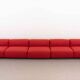Vitra modular soft 5-seat sofa by Jasper Morrison in red Fabric