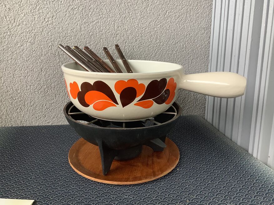 Caquelon Le Creuset à fondue savoyarde modèle paon 70' | Selency