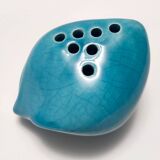 Teal Lacquered Ceramic Tulip Vase / Pen Holder by Giacomo Onestini for Ernestine Salerno
