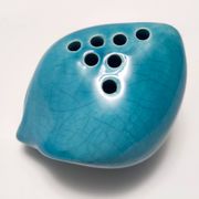 Teal Lacquered Ceramic Tulip Vase / Pen Holder by Giacomo Onestini for Ernestine Salerno
