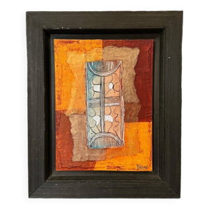 Huile sur toile composition - noir