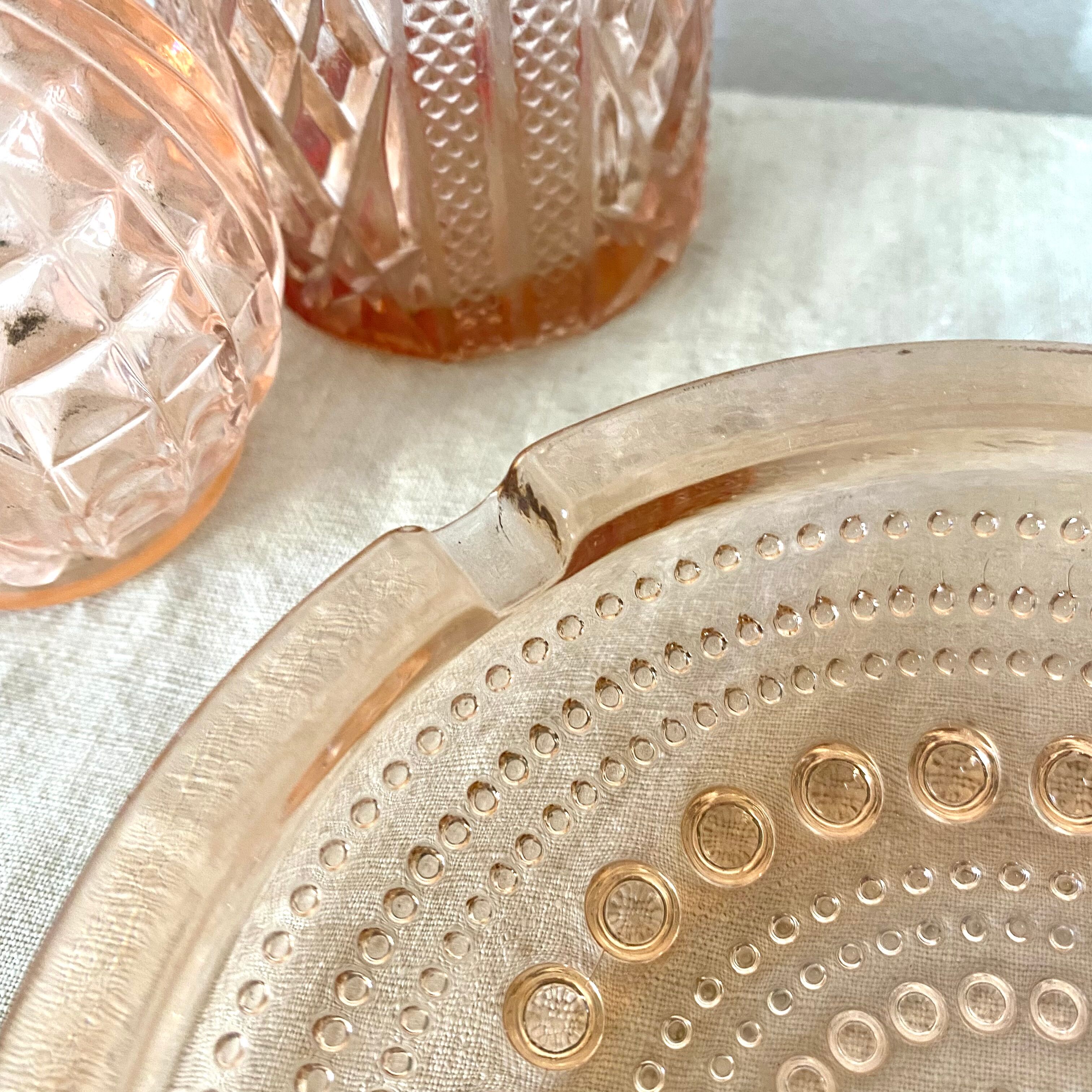Pink glass ashtray